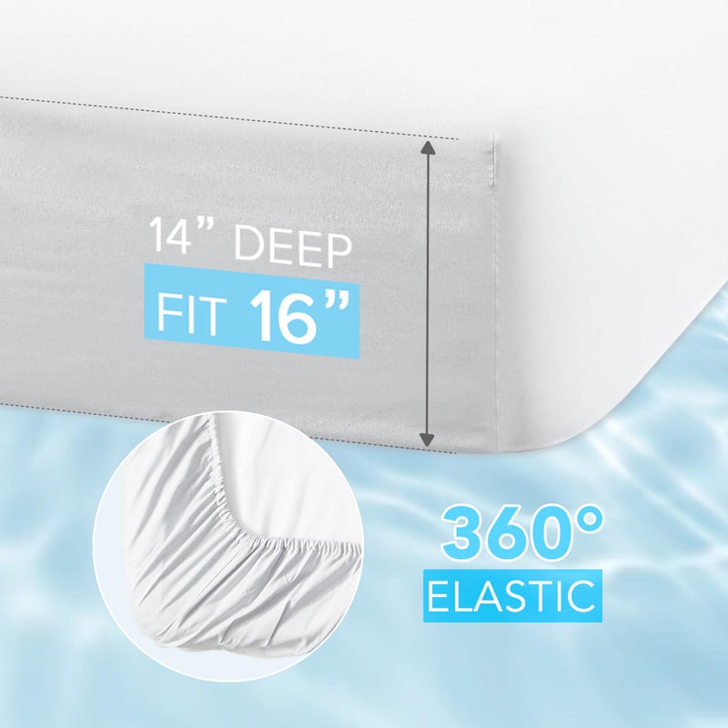Comfort Spaces Queen Cooling Sheets, Moisture Wicking Coolmax Sheets, Soft, Colorfast Sheet Set, Cooling Bed Sheets For Hot Sleepers, Elastic Deep Pocket Fits Up to 16" Mattress, Queen White 4 Piece - Image 4